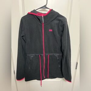 Helly Hansen Black Pink Fleece Jacket Hoodie Womens in size M